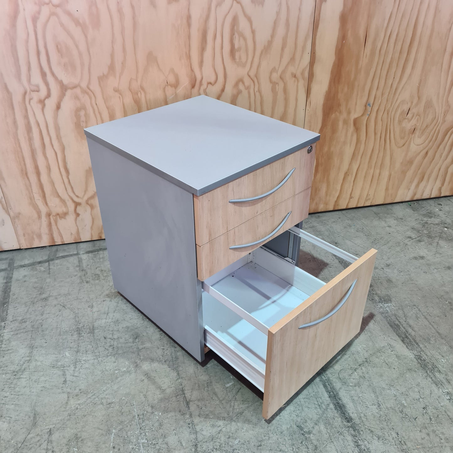 Beech and grey pedestal