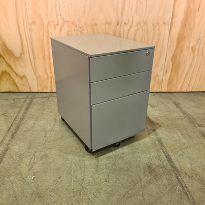 Grey Metal Pedestal on Wheels