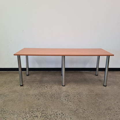 Wooden Office Desk with Chrome Legs