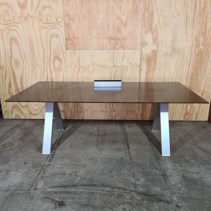 Executive Desk in Dark Oak with Powerboard