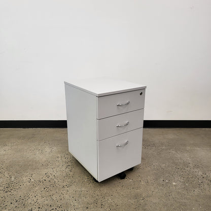 Pedestal Caddy with 3 Drawers in Light Grey