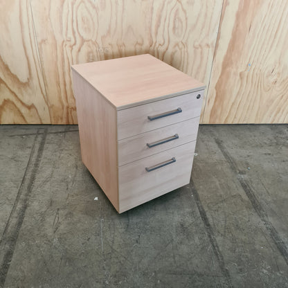Light Wood Laminate 3 Drawer Pedestal