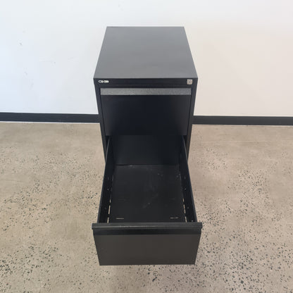 Go Steel 3 Drawer Filing Cabinet in Black With Keys