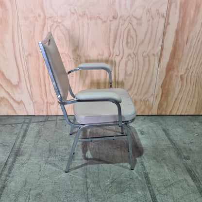 Vintage Beige Vinyl Chair with Chrome Legs
