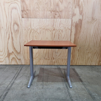 Compact Timber Veneer Desk on Metal Legs