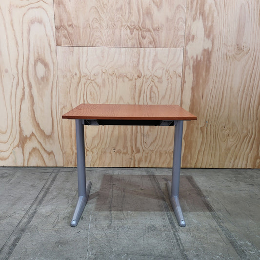 Compact Timber Veneer Desk on Metal Legs