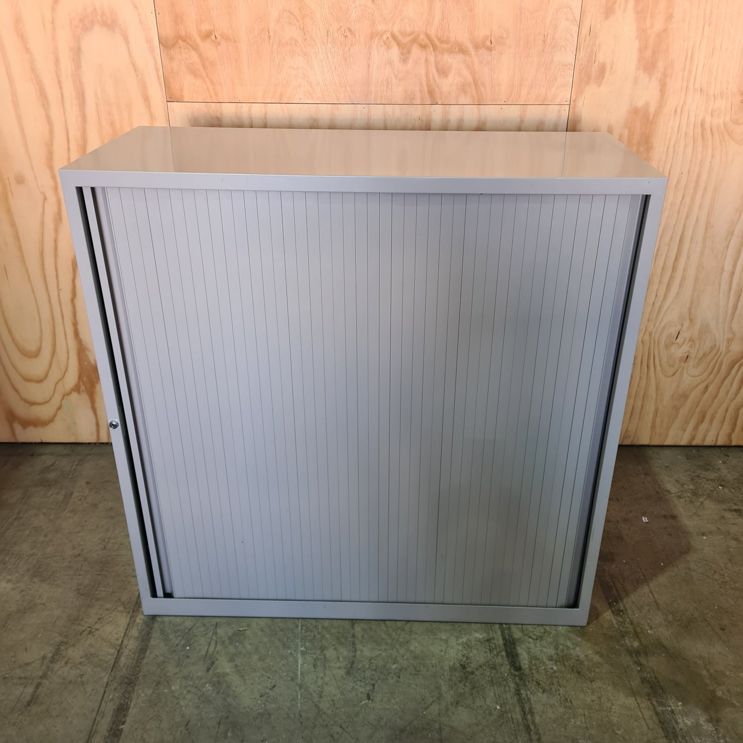 Tall Tambour Cabinet in Silver