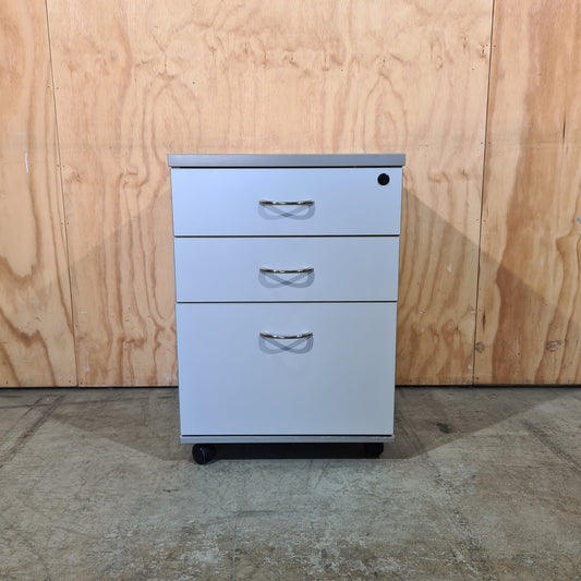 Grey Pedestal with Silver Handles