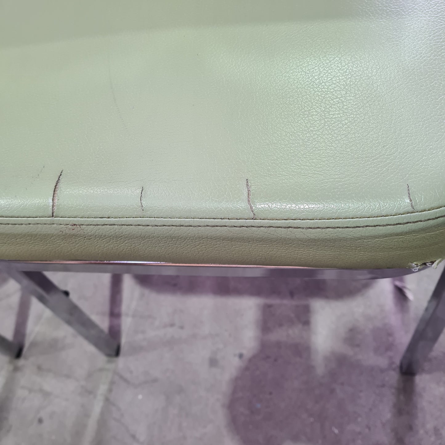 Vintage Green Vinyl Chair and Chrome Legs