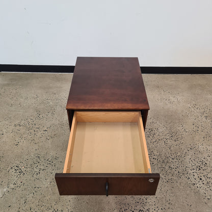 Pedestal with 2 Drawers on Castors in Mahogany Finish