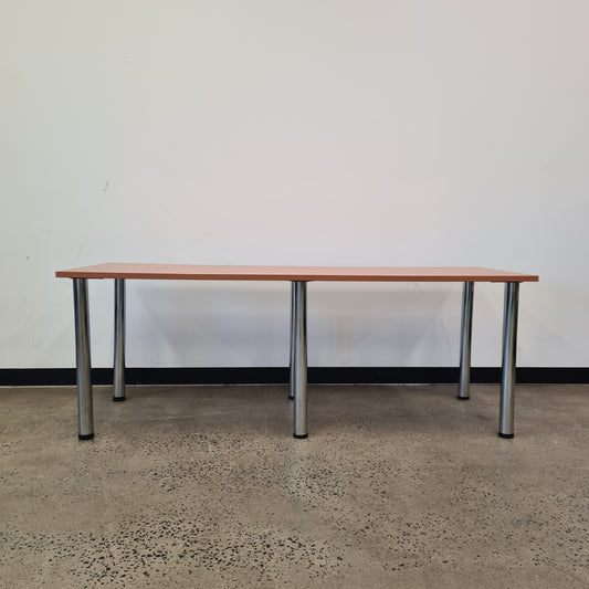 Wooden Office Desk with Chrome Legs
