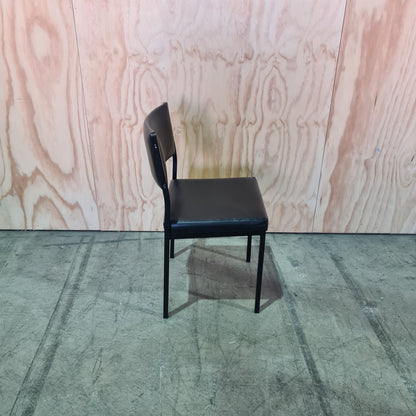 Stackable Black Leather Contemporary Chair