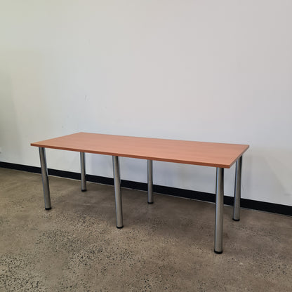 Wooden Office Desk with Chrome Legs
