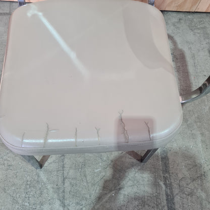 Vintage Beige Vinyl Chair with Chrome Legs