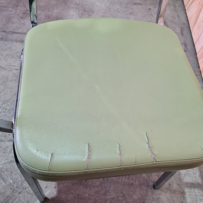 Vintage Green Vinyl Chair and Chrome Legs