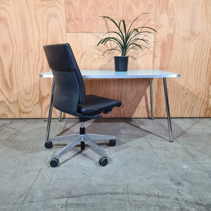 Meeting Table with Light Green Top and Chrome Legs