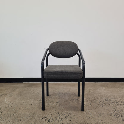 Contemporary Armchair in Charcoal with Black Gloss Metal Frame