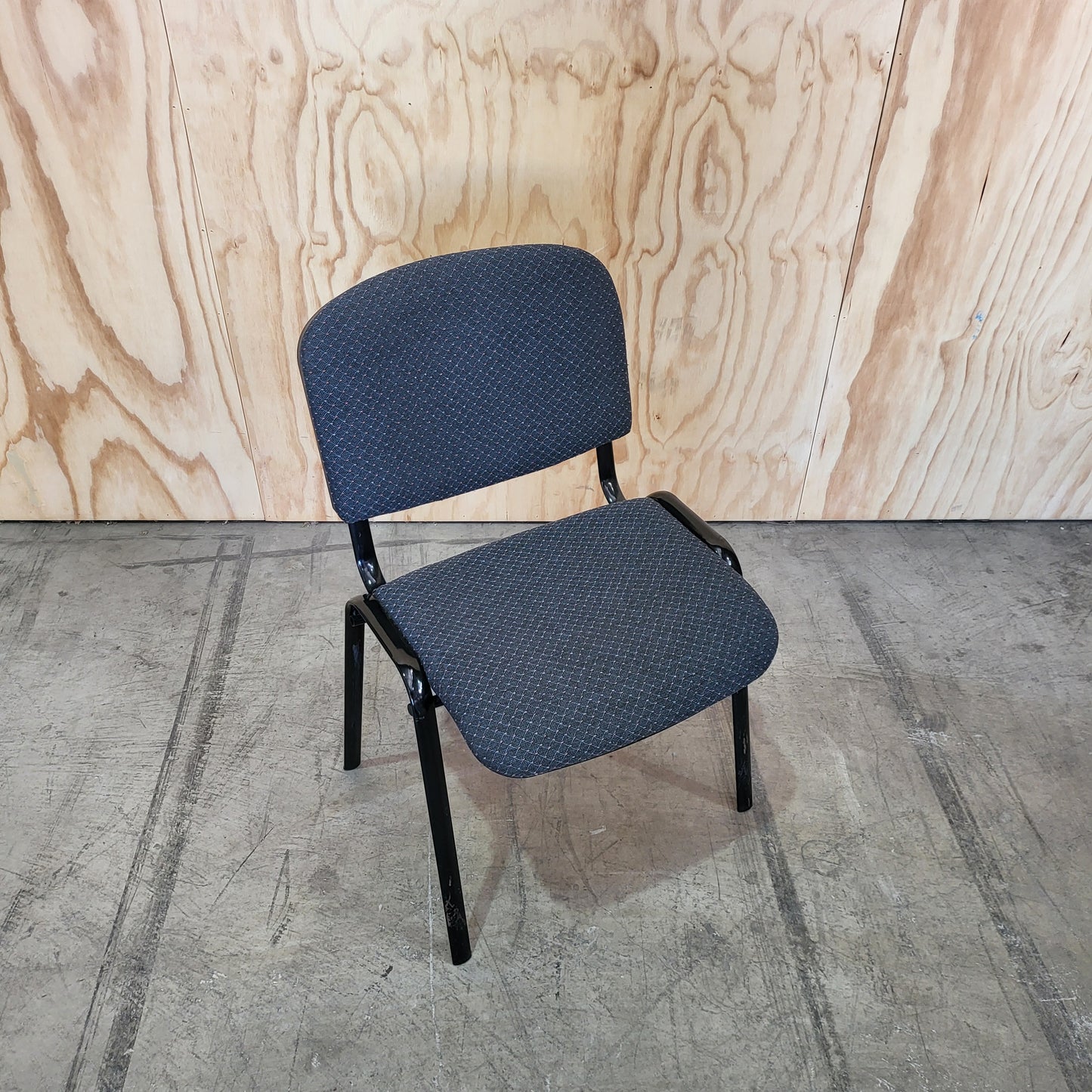 Visitor Chair with Blue Patterned Upholstery