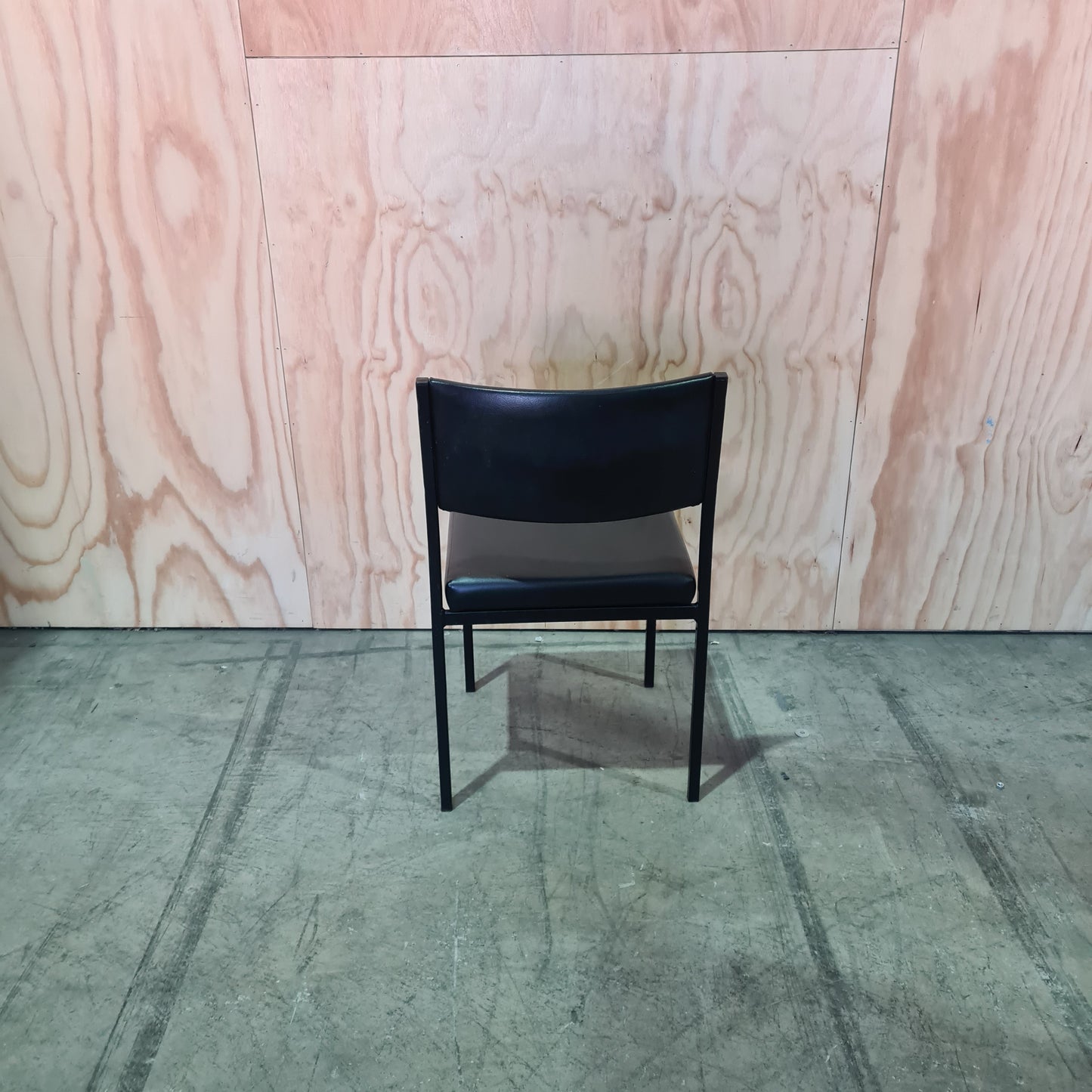 Stackable Black Leather Contemporary Chair