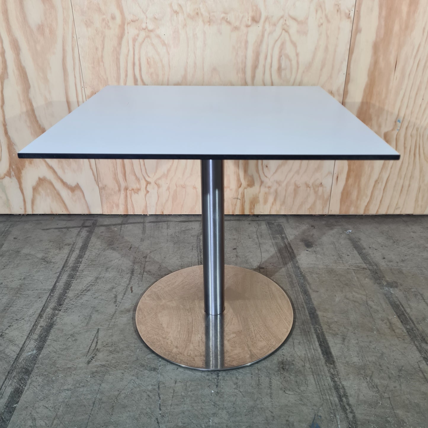Medium Square Cafe Table in White with Chrome Base