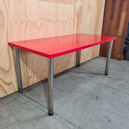 Red IKEA "Linnmon" Table