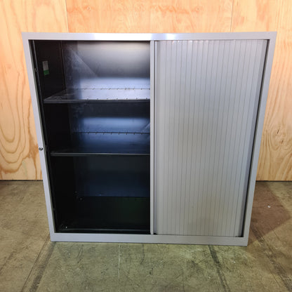 Tall Tambour Cabinet in Silver