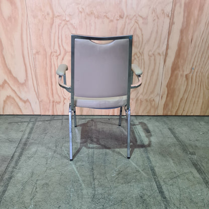 Vintage Beige Vinyl Chair with Chrome Legs