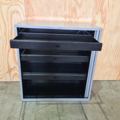 Bosco Medium Tambour Unit with Filing Shelves in Silver