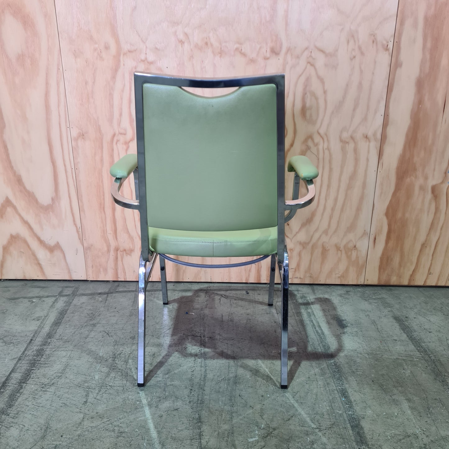 Vintage Green Vinyl Chair and Chrome Legs