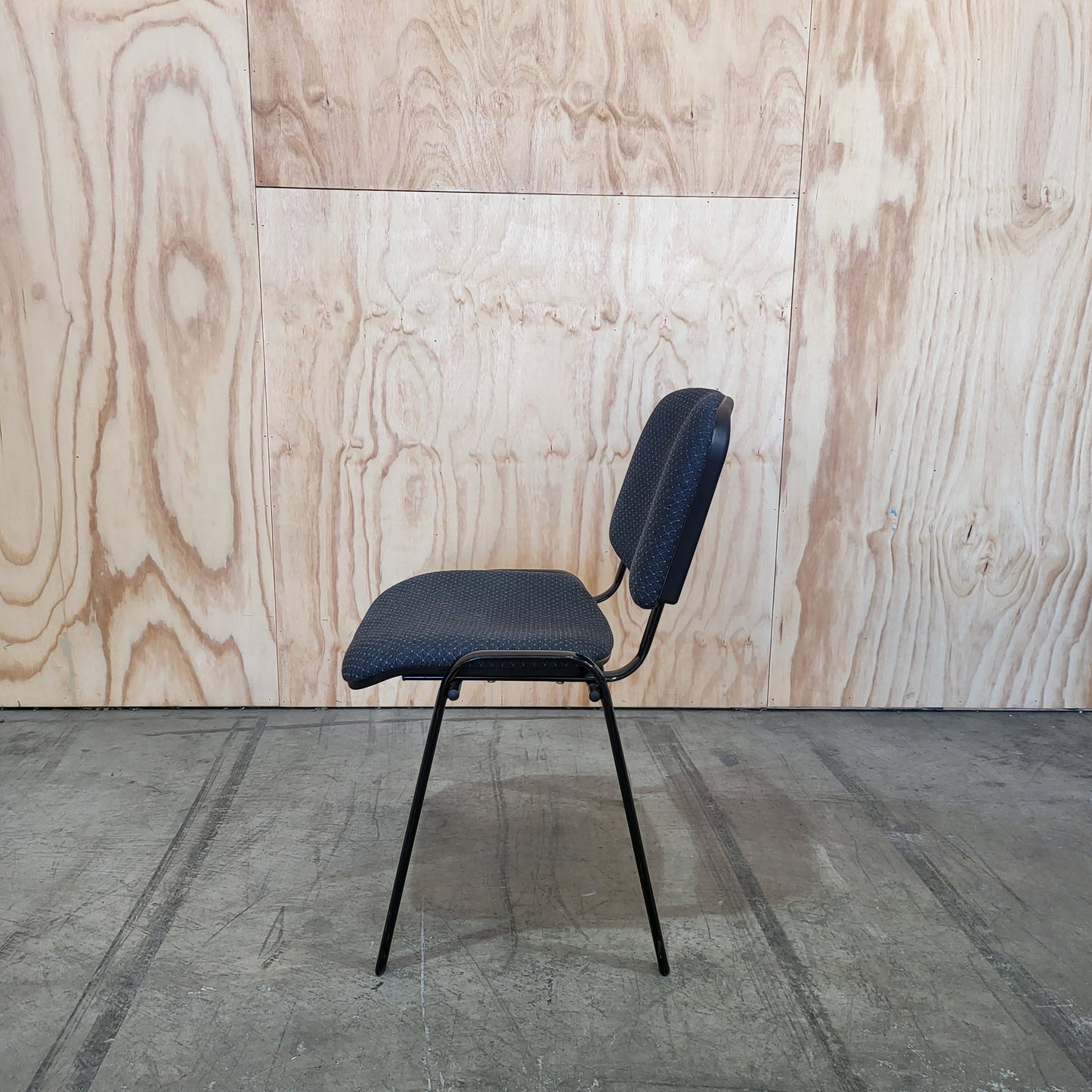 Visitor Chair with Blue Patterned Upholstery