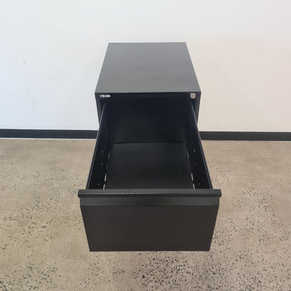 Go Steel 3 Drawer Filing Cabinet in Black With Keys
