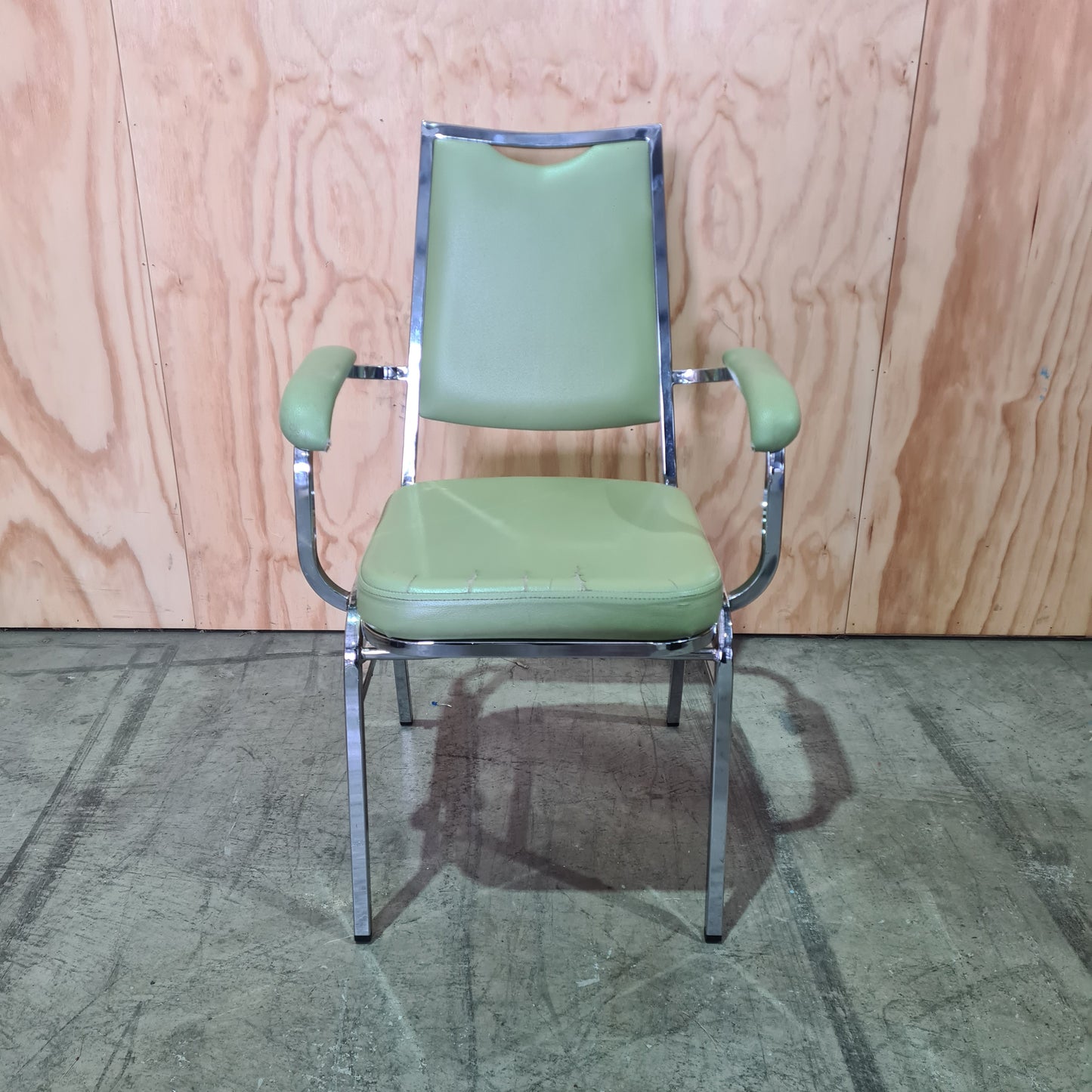 Vintage Green Vinyl Chair and Chrome Legs