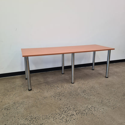 Wooden Office Desk with Chrome Legs