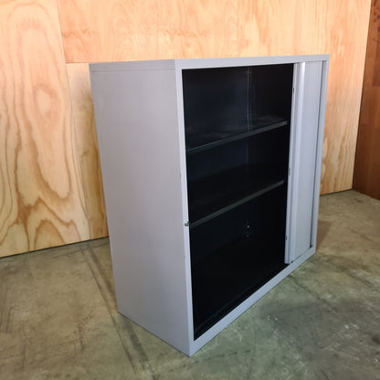 Tall Tambour Cabinet in Silver