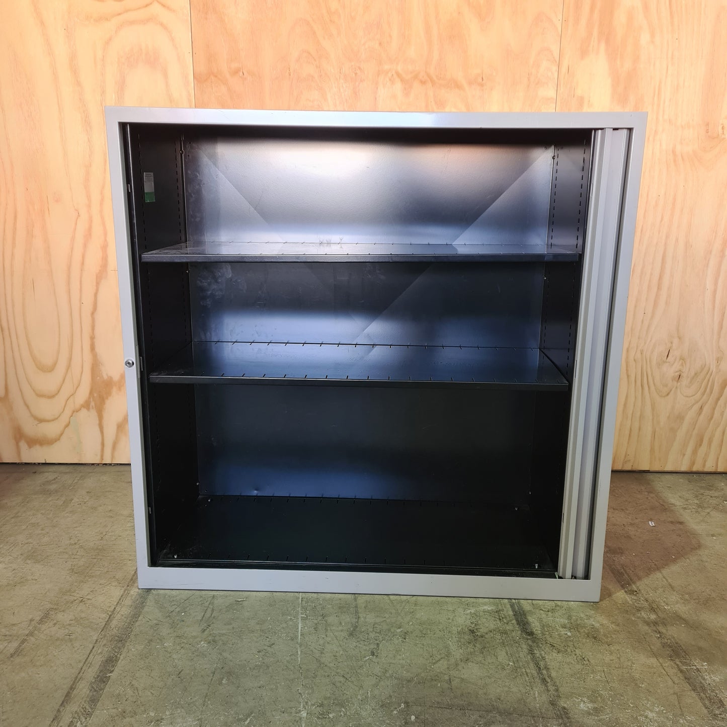 Tall Tambour Cabinet in Silver