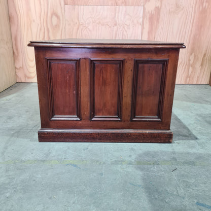 Antique 19th century solid mahogany timber executive desk with genuine leather top