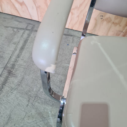 Vintage Beige Vinyl Chair with Chrome Legs