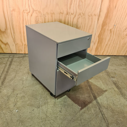 Grey Metal Pedestal on Wheels