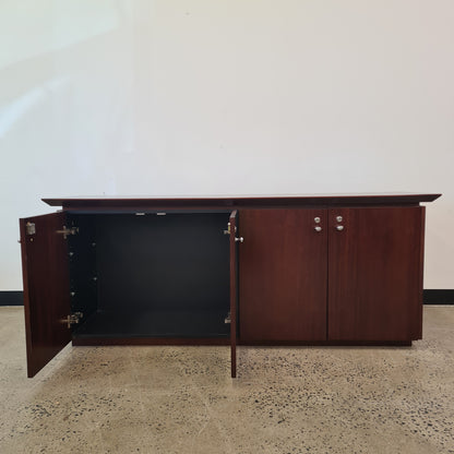 Wooden 4 Door Buffet Entertainment Unit in Mahogany Stain