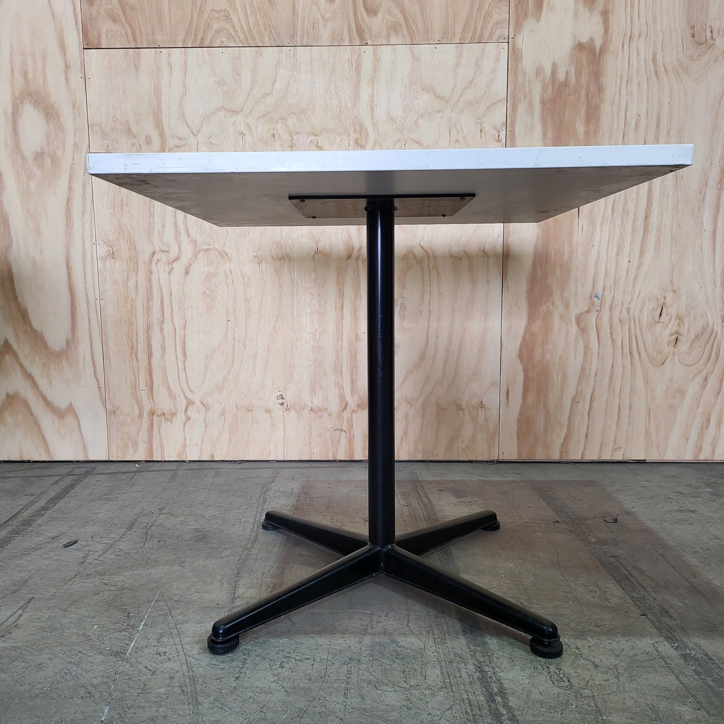 Square Cafe Table in White with Black Legs