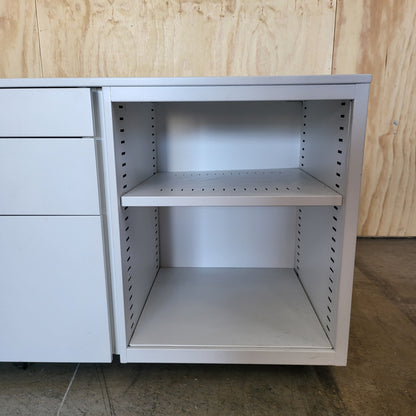 Open Caddy Pedestal in White (Right Shelving)