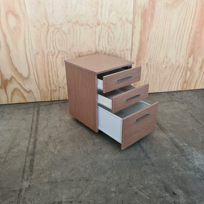 Wood Laminate 3 Drawer Pedestal with chrome handles