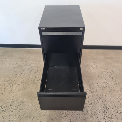 Go Steel 3 Drawer Filing Cabinet in Black With Keys
