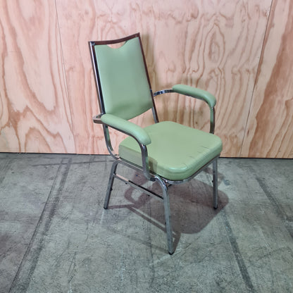 Vintage Green Vinyl Chair and Chrome Legs