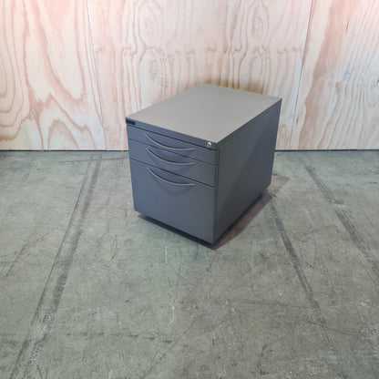 Schiavello metal three drawer pedestal in charcoal