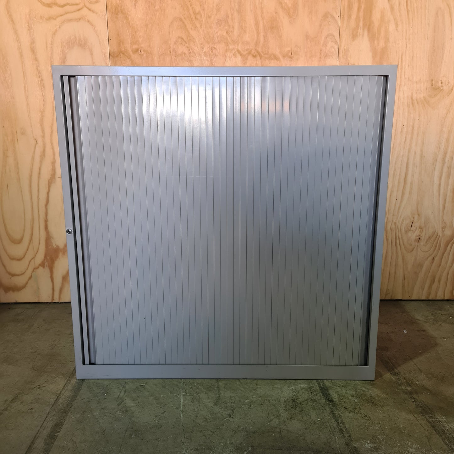 Tall Tambour Cabinet in Silver