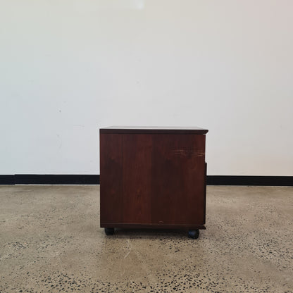Pedestal with 2 Drawers on Castors in Mahogany Finish