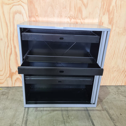 Bosco Medium Tambour Unit with Filing Shelves in Silver