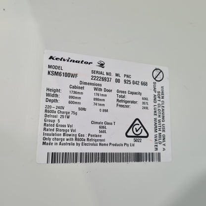 Kelvinator KSM6100WF 606L Fridge
