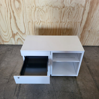 Open Caddy Pedestal in White (Right Shelving)